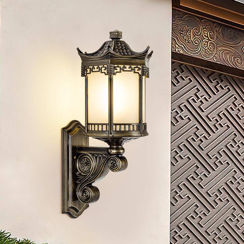 中式灯笼户外装饰宫灯国潮街道景区古风壁灯户外防水太阳能壁灯