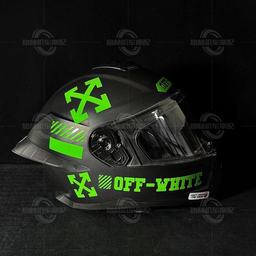 摩托车头盔贴纸SHOEI/AGV/LS2/GSB装饰全盔OFF-WHITE拉花改装版画