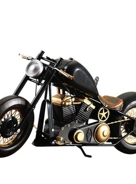 哈雷摩托车轻奢工业风模型男生办公室展示柜机械机车复古酒柜摆件