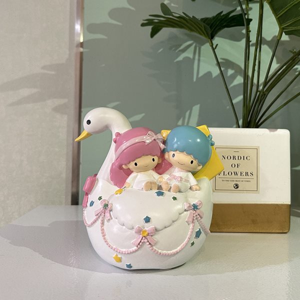 三丽鸥双子星kitty树脂存钱罐储蓄罐 家居摆件儿童生日礼物工艺品