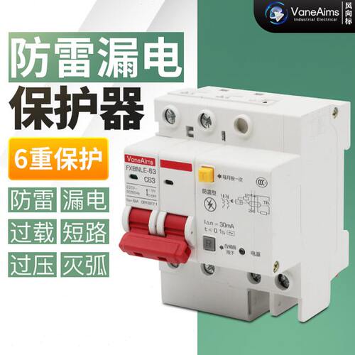 家用220v防雷漏电断路器2p63a总闸空气开关带漏电保护 浪涌保护