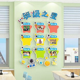 班级文化墙布置每周月班级之星学生评比栏托管班教室氛围装饰神器