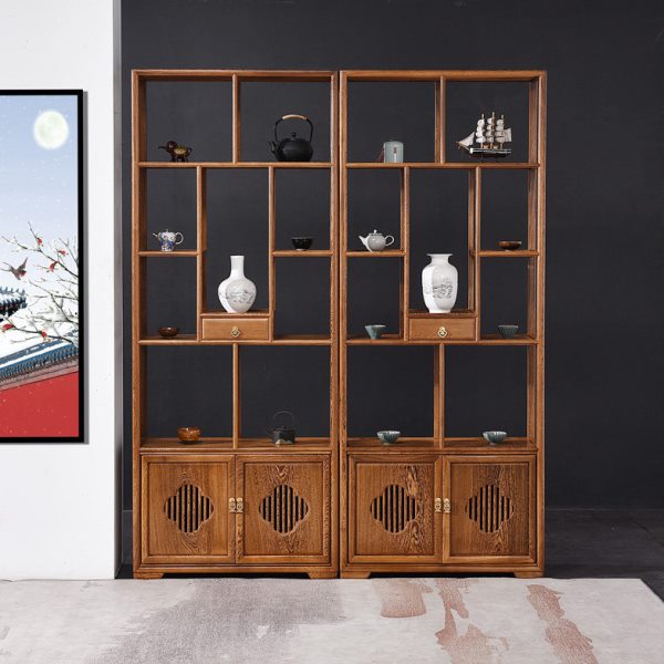 红木家具鸡翅木博古架实木中式茶叶架多宝阁古董架客厅隔断置物架