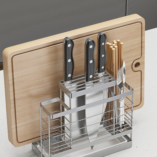 厨房刀架刀座菜板架304不锈钢 家用收纳刀具架砧板架放菜刀置物架
