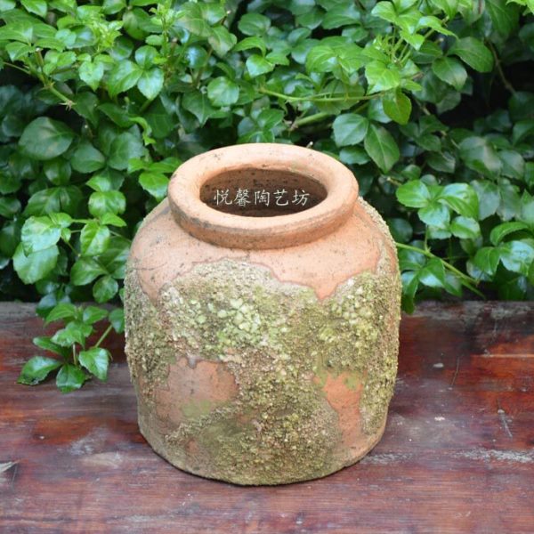 欧式风格陶艺花器 田园风格陶罐 鲜苔做旧粗陶花盆 软装饰品 道具