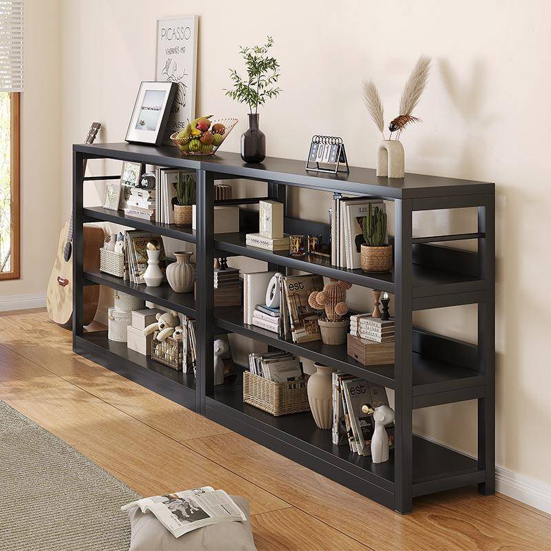 客厅置物架落地书架多层收纳架子家用展示架靠墙一体储物货架矮柜