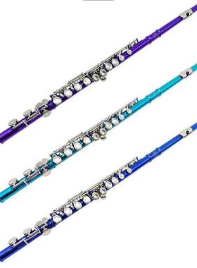 16孔C调E键闭孔长笛蓝色紫色青色笛子儿童学生初学者练习演奏乐器