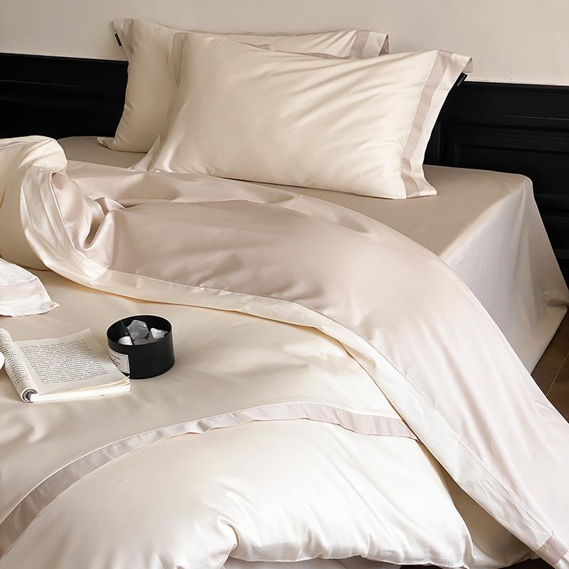 意式轻奢简约100支长绒棉四件套纯棉精致拼接四季被套备婚乔迁礼