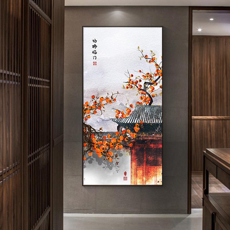事事如意入户玄关装饰画新中式客厅走廊过道壁画寓意好的挂画竖版