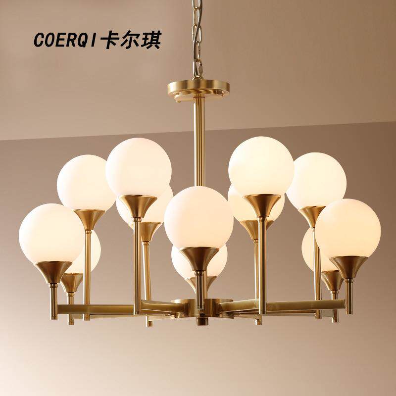 新款现代全铜吊灯设计师创意分子玻璃客厅后现代简约全铜吊灯