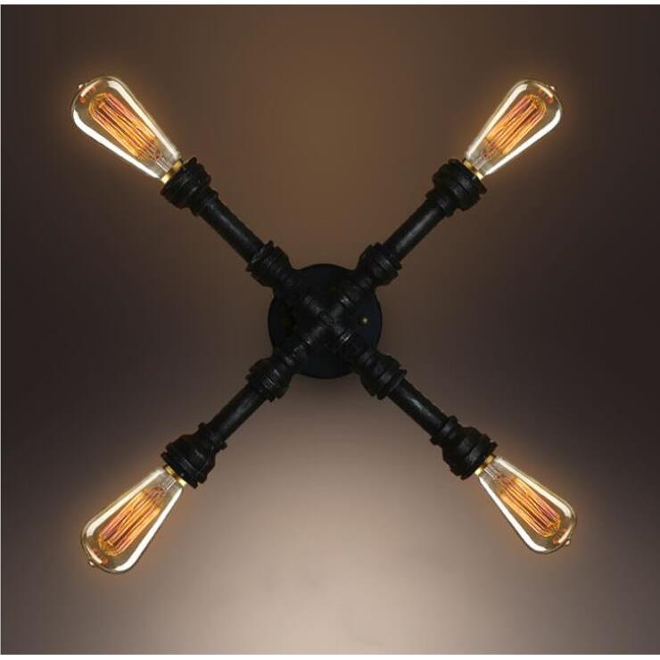 loft怀旧复古工业风灯具个性简约创意餐厅卧室过道墙十字水管壁灯