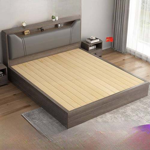 床实木床1米8双人床卧室床出租房用软包床1.5m储物床1米2单人床架