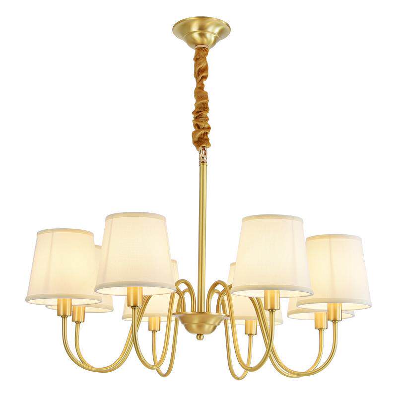 全铜美式吊灯田园乡村创意客厅餐厅灯简约现代卧室灯大气轻奢灯具