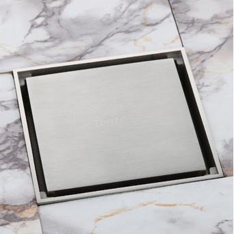 北欧极简黑色全铜隐形地漏防臭防堵方形卫生间下水道加厚地漏芯