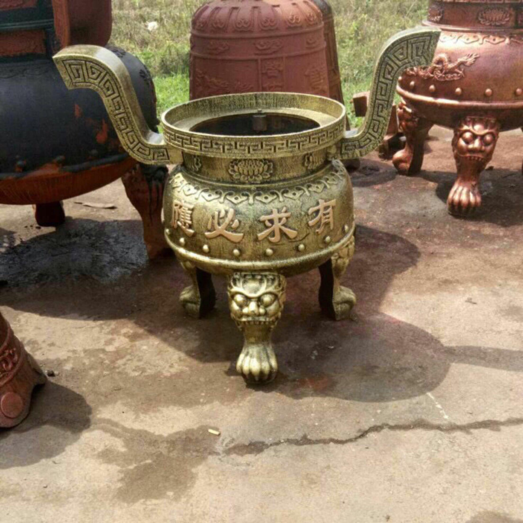 寺庙大型香炉寺庙铸铁香炉寺院香炉陵园烧纸经炉圆形平口香炉