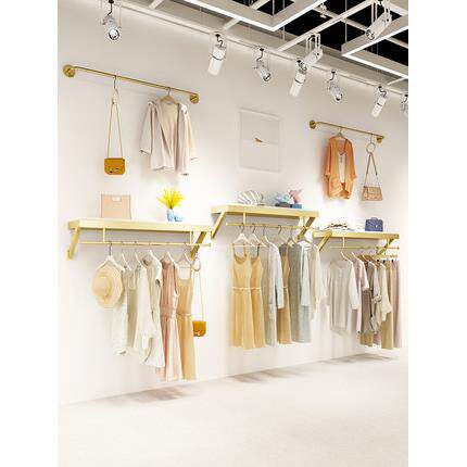 服装店上墙展示架壁挂式女装店简约墙上挂衣架陈列货架童装衣架杆