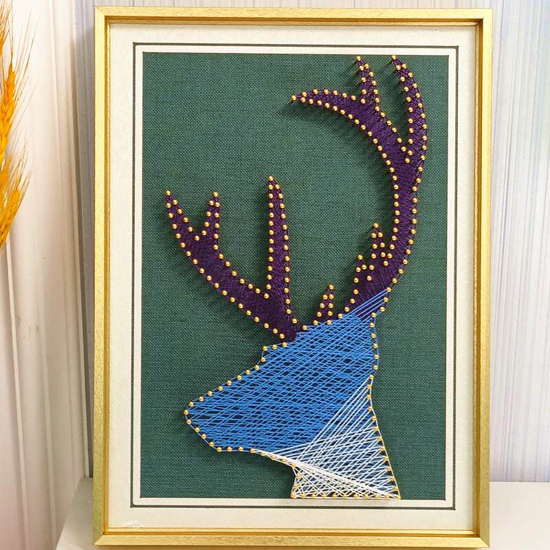 一鹿有你 钉子绕线画 缠线画手工作业 装饰画礼品 diy材料或成品
