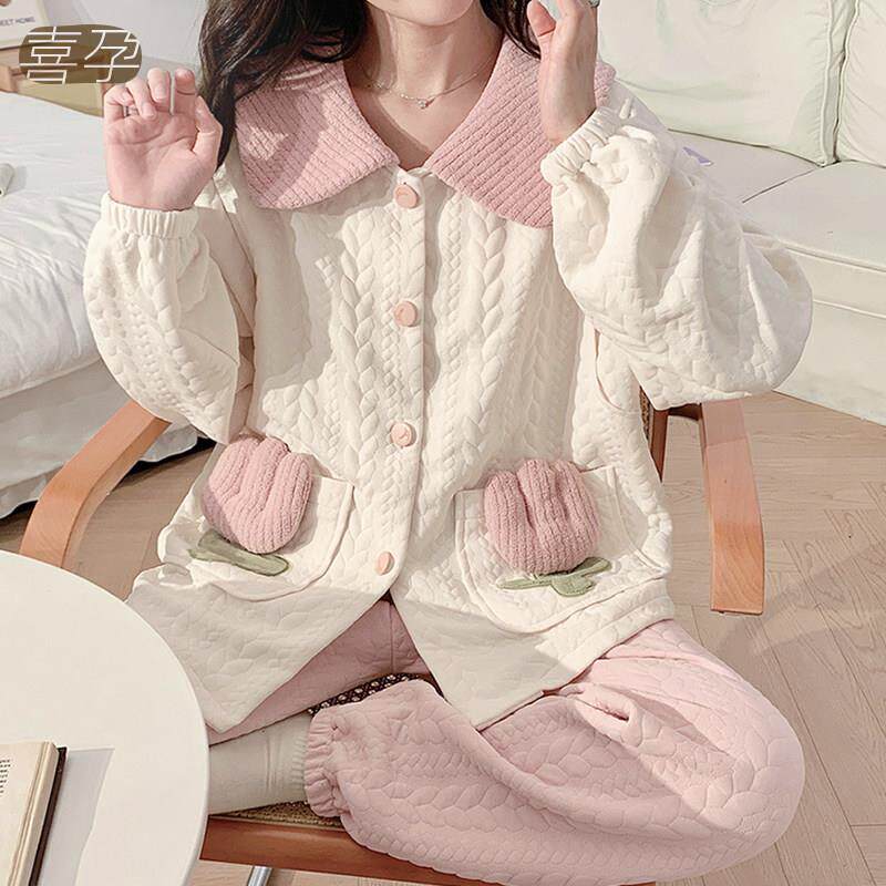 空气棉月子服春秋冬季款产后10月份11加厚哺乳家居服套装孕妇睡衣