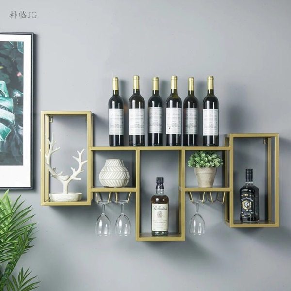 北欧创意悬挂置物架餐厅挂墙装饰酒柜高脚杯架工业风吧台壁挂架家