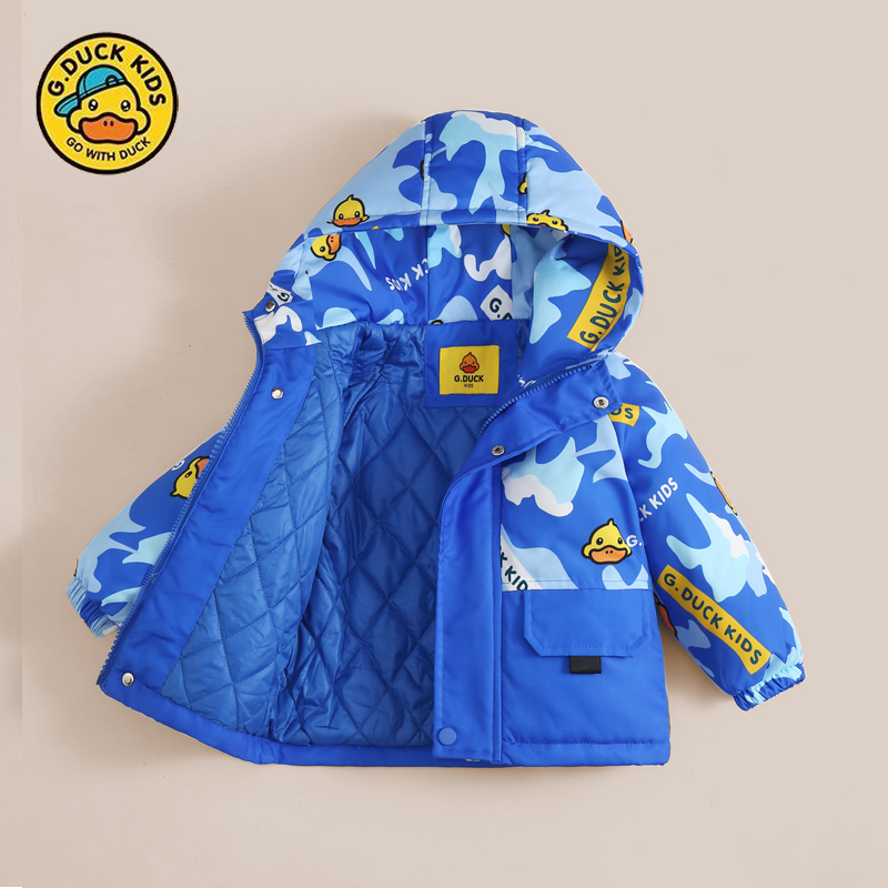小黄鸭儿童冲锋衣男女宝宝中小童装三合一两件套秋冬铺棉外套男童