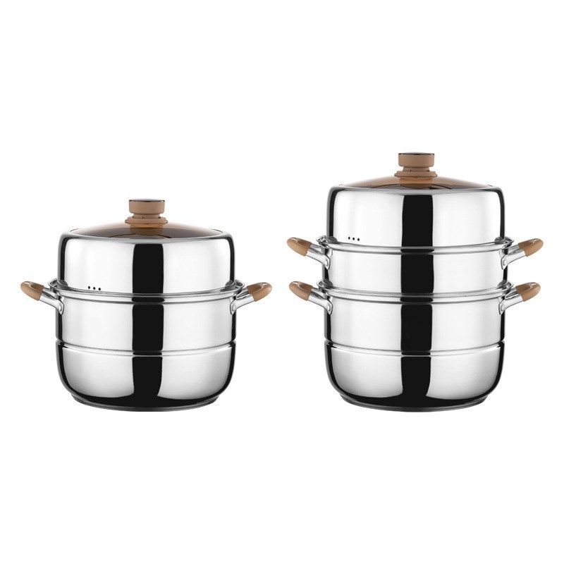 304蒸锅家用定时三层不u锈钢蒸煮蒸鱼蒸包子馒头电磁炉通用汤锅具