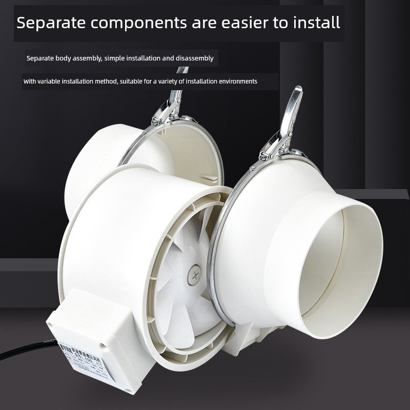 静音大功率排烟厨房排风机圆形通风K机斜流风道增压通风机