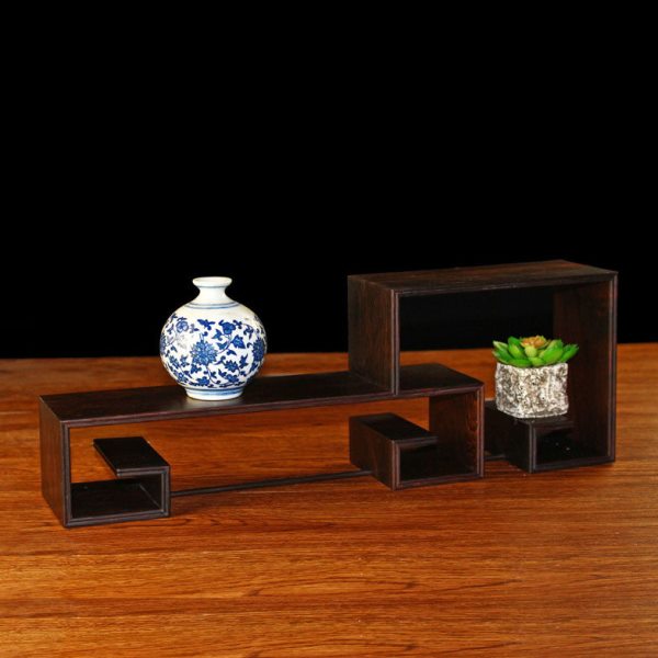 紫光檀微型盆景架展示架 红木多层花架子工艺品展架黑檀木博古架