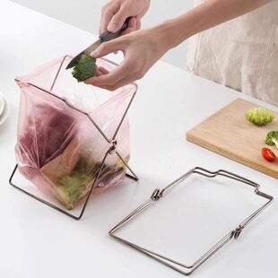 厨房垃圾袋支架不锈钢便携露营出行塑料袋可折叠桌面垃圾袋收纳架