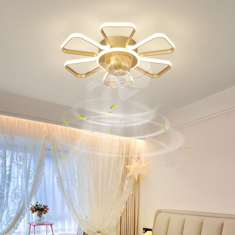 卧室风扇灯轻奢简约q主卧书房餐厅摇头风扇灯花形吸顶灯