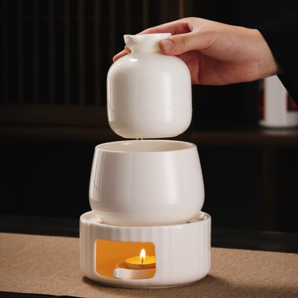 烫酒壶套装陶瓷温酒器三件套家用温酒壶酒杯分酒器老式黄酒可加热