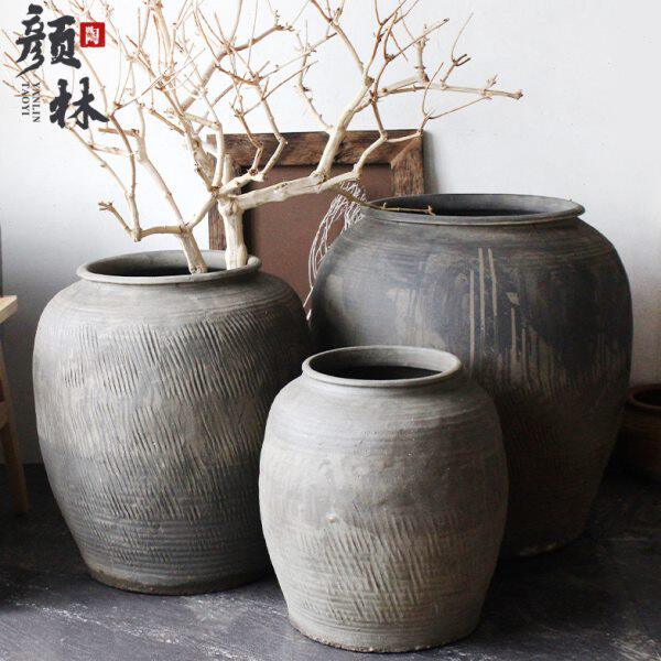 大陶罐落地花盆陶缸大号庭院老花盆粗旧陶仿古罐子古董水陆翁缸