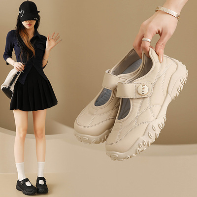 2026春季新款魔术贴小白鞋女百搭透气学生板鞋厚底休闲鞋子26810