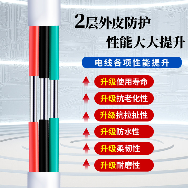 国标铝线2芯电源线2.5r 4 6平方铝芯电缆线家用三芯户外阻燃护套