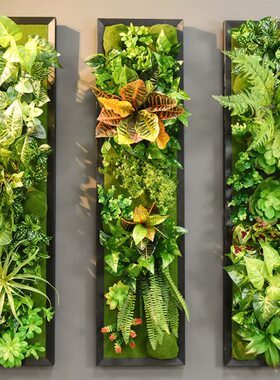 仿真多肉壁挂墙壁绿植立体墙面装饰假花相框工业风鹿头公司植物墙