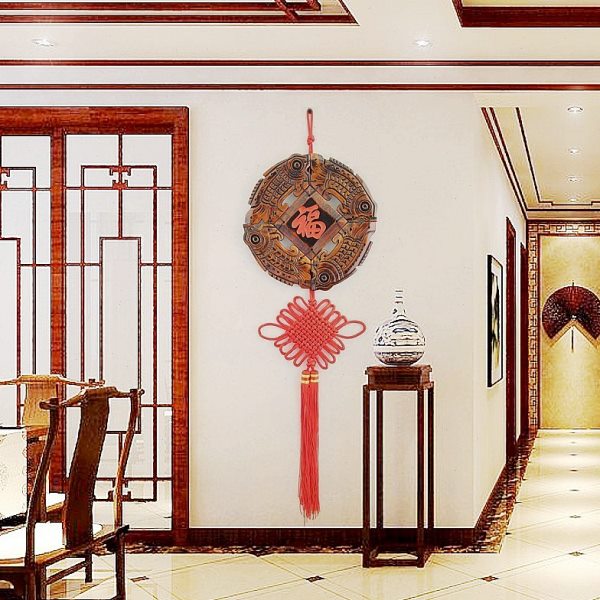 中国结挂件圆鱼壁饰新年壁挂木质挂饰墙饰墙上家居过年墙面装饰品