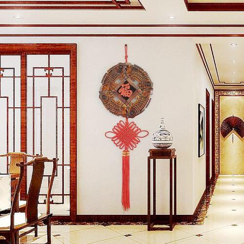 中国结挂件圆鱼壁饰新年壁挂木质挂饰墙饰墙上家居过年墙面装饰品