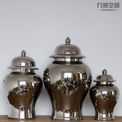 景德镇纯色陶瓷将军罐简约现代大中小号花瓶样板房饰品工艺品摆件