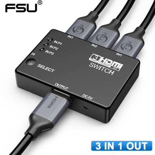 FSU 3x1 HDMI Cable Splitter HD 1080P Video Switcher Adapter