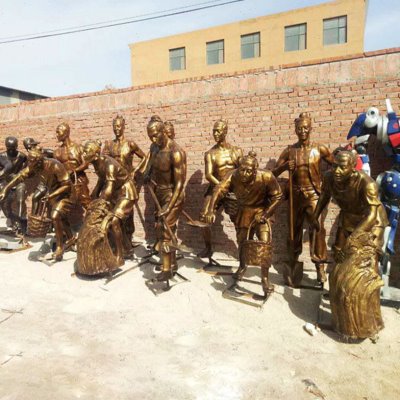 定制陶土泥塑雕像定做玻璃钢客厅招财农耕人物塑像艺术品雕塑摆件