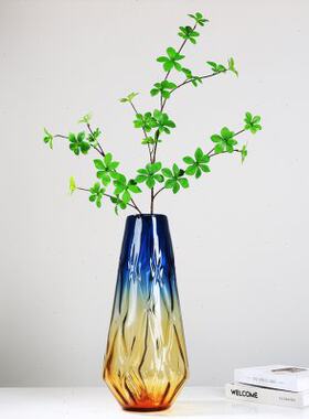 现代简约彩色玻璃花瓶摆件可水培家用客厅样板间酒店餐桌插花花器