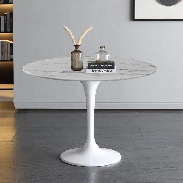 北欧简约后现代时尚创意办公休息区大理石郁金香餐台洽谈岩板圆桌