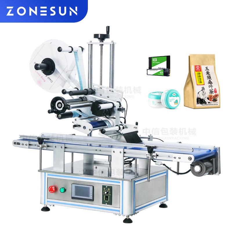 全自动台式平面贴标机 不干胶方盒保鲜盒月饼盒自动贴标机