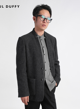 LAOUL DUFFY灰色双V领上衣DS18320A