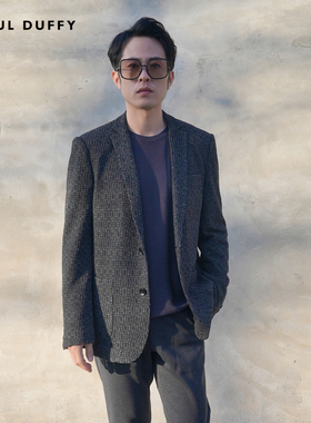 LAOUL DUFFY灰色肌理感便装休闲时尚款男装上衣纽扣西服DS15355A