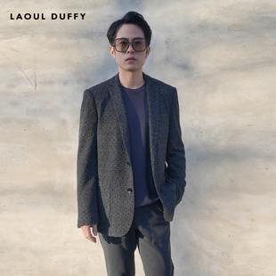 LAOUL DUFFY灰色肌理感便装休闲时尚款男装上衣纽扣西服DS15355A