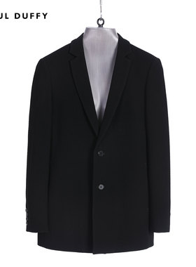 LAOUL DUFFY黑色肌理偏正装西服秋冬加厚休闲纽扣款男装DV17150A