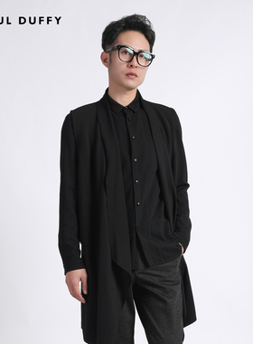 LAOUL DUFFY黑色肌理时尚款马甲DJ18122A