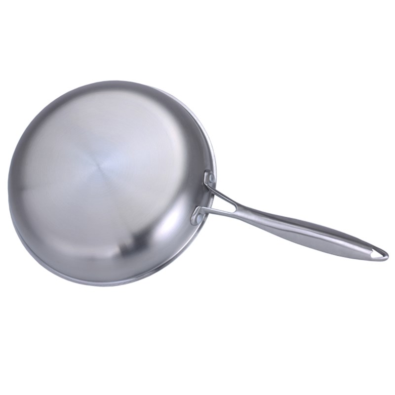 304不锈钢煎锅28cm加厚平底锅无油烟无涂层不粘小炒锅电磁炉通用