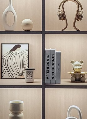 样板间简约现代软装饰品创意书柜摆放陶瓷挂画蜡烛家居摆件ZH3656