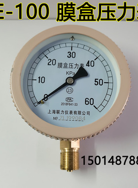 上海联力仪表有限公司YE100膜盒压力表10 25KPA天然气微压表